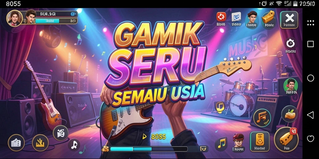 Tampilan gameplay seru saat bermain musik di 8055.