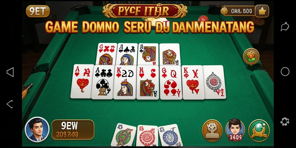 Tampilan seru dari gameplay 9ET yang menampilkan permainan Domino.
