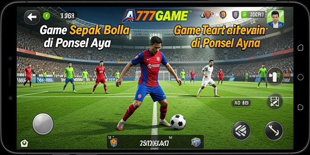 Screenshot A777GAME menampilkan aksi pertandingan sepak bola yang seru.