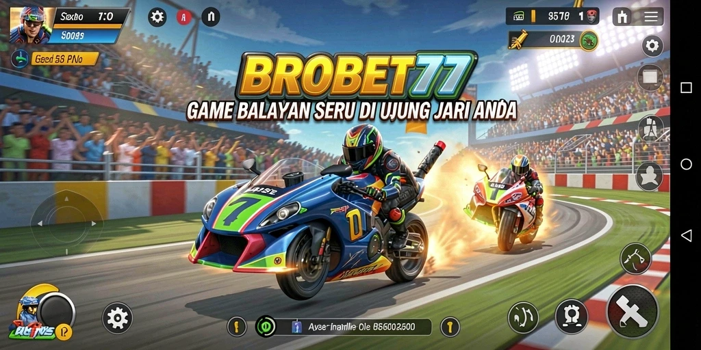 Screenshot BROBET77 menunjukkan aksi balapan yang mendebarkan.