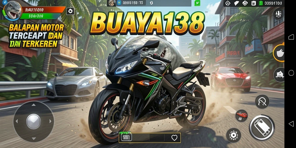 Tampilan gameplay balapan motor yang mendebarkan dan realistis.