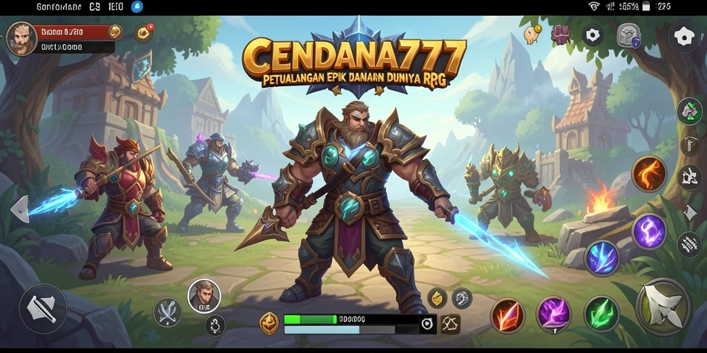 Screenshot CENDANA777 menampilkan aksi pertempuran seru dalam RPG.