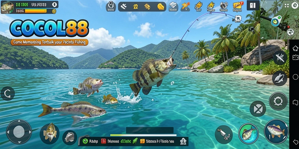 Screenshot gameplay COCOL88 yang menampilkan aksi memancing yang seru.