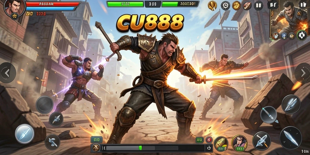 Tangkapan layar CU888 menampilkan aksi pertarungan mendebarkan di arena.