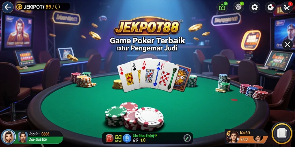 Tampilan gameplay poker yang mendebarkan di JEKPOT88.