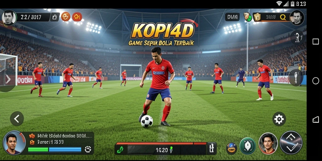 Tampilan gameplay KOPI4D dengan aksi sepak bola seru.