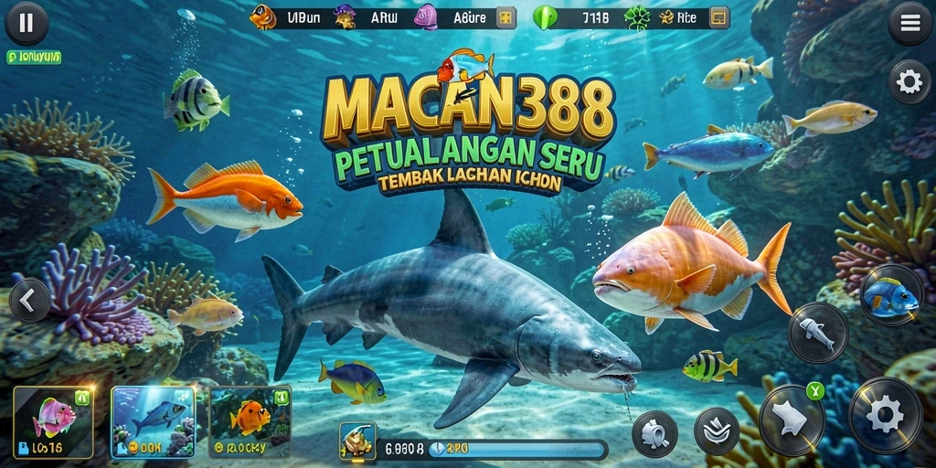 Tangkapan layar menampilkan aksi seru dalam permainan Tembak Ikan.
