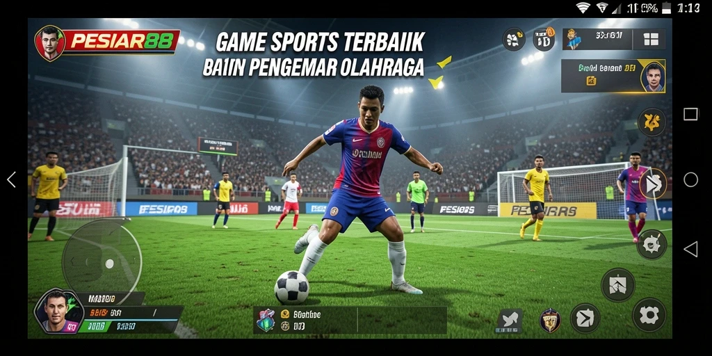 Screenshot PESIAR88 menunjukkan aksi seru di arena olahraga.