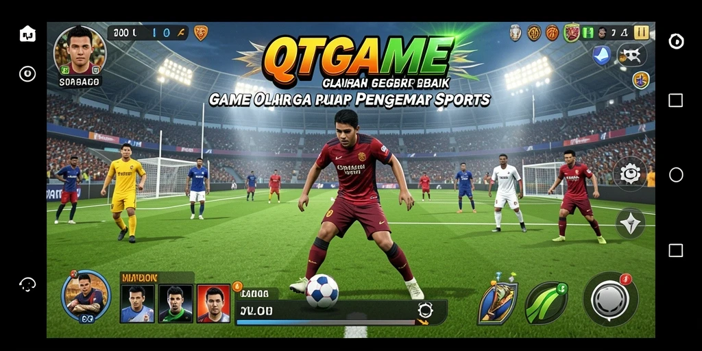 Tampilan gameplay mendebarkan dalam QTGAME dengan aksi olahraga seru.
