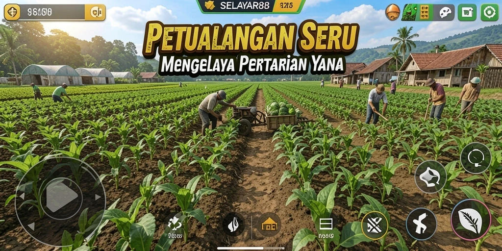 Tampilan gameplay menarik di SELAYAR88 dengan kebun yang subur.