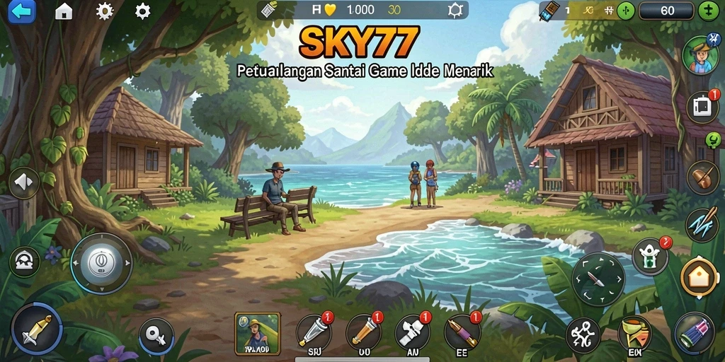 Screenshot gameplay <strong>SKY77</strong> menunjukkan petualangan santai yang menawan.