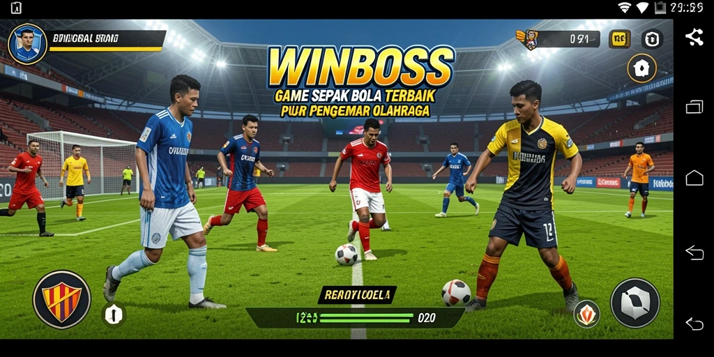 Tampilan gameplay <strong>WINBOSS</strong> yang mendebarkan dengan aksi sepak bola nyata.