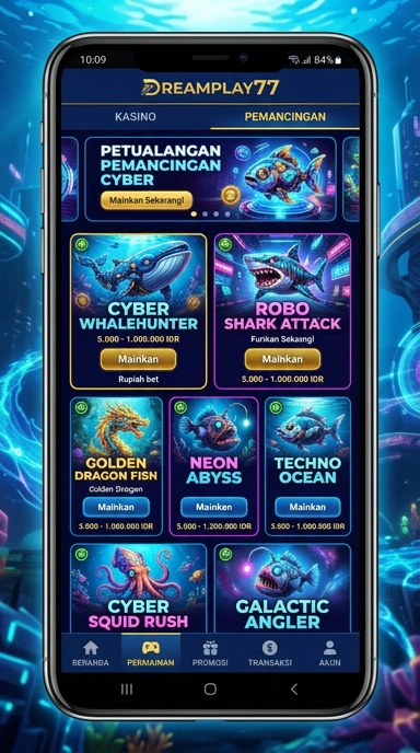 Screenshot antarmuka pengguna dreamplay77 yang menarik dan navigasi yang mudah.